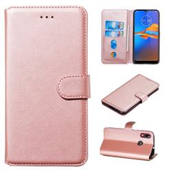 Retro Calf Matte Leather Wallet Phone Case for Motorola Moto E6 Plus - Pink