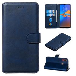 Retro Calf Matte Leather Wallet Phone Case for Motorola Moto E6 Plus - Blue
