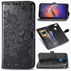 Embossing Imprint Mandala Flower Leather Wallet Case for Motorola Moto E6 Play - Black