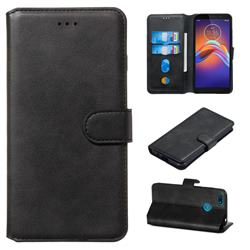 Retro Calf Matte Leather Wallet Phone Case for Motorola Moto E6 Play - Black