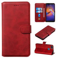 Retro Calf Matte Leather Wallet Phone Case for Motorola Moto E6 Play - Red