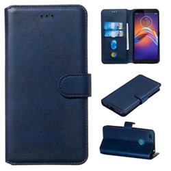 Retro Calf Matte Leather Wallet Phone Case for Motorola Moto E6 Play - Blue