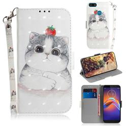 Cute Tomato Cat 3D Painted Leather Wallet Phone Case for Motorola Moto E6 Play