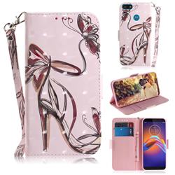 Butterfly High Heels 3D Painted Leather Wallet Phone Case for Motorola Moto E6 Play
