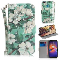 Watercolor Flower 3D Painted Leather Wallet Phone Case for Motorola Moto E6 Play