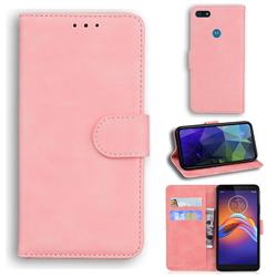 Retro Classic Skin Feel Leather Wallet Phone Case for Motorola Moto E6 Play - Pink