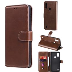Retro Calf Matte Leather Wallet Phone Case for Motorola Moto E6s (2020) - Brown