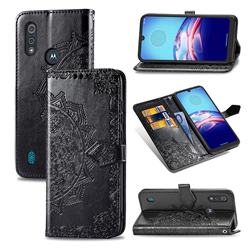 Embossing Imprint Mandala Flower Leather Wallet Case for Motorola Moto E6s (2020) - Black