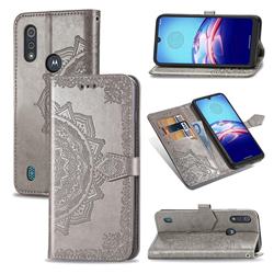 Embossing Imprint Mandala Flower Leather Wallet Case for Motorola Moto E6s (2020) - Gray