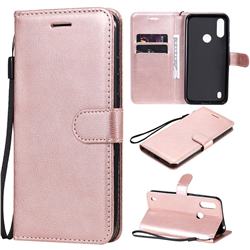 Retro Greek Classic Smooth PU Leather Wallet Phone Case for Motorola Moto E6s (2020) - Rose Gold