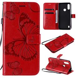Embossing 3D Butterfly Leather Wallet Case for Motorola Moto E6s (2020) - Red