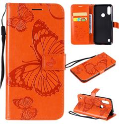 Embossing 3D Butterfly Leather Wallet Case for Motorola Moto E6s (2020) - Orange