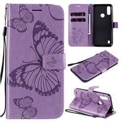Embossing 3D Butterfly Leather Wallet Case for Motorola Moto E6s (2020) - Purple