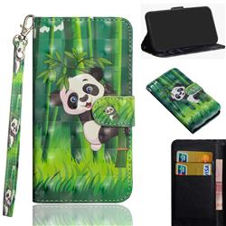 Climbing Bamboo Panda 3D Painted Leather Wallet Case for Motorola Moto E6s (2020)