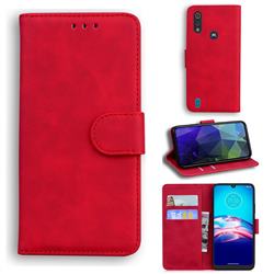 Retro Classic Skin Feel Leather Wallet Phone Case for Motorola Moto E6s (2020) - Red