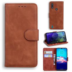 Retro Classic Skin Feel Leather Wallet Phone Case for Motorola Moto E6s (2020) - Brown