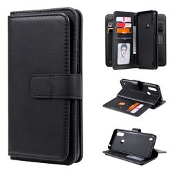Multi-function Ten Card Slots and Photo Frame PU Leather Wallet Phone Case Cover for Motorola Moto E6s (2020) - Black