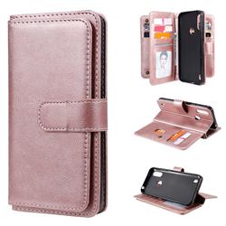 Multi-function Ten Card Slots and Photo Frame PU Leather Wallet Phone Case Cover for Motorola Moto E6s (2020) - Rose Gold