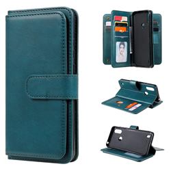 Multi-function Ten Card Slots and Photo Frame PU Leather Wallet Phone Case Cover for Motorola Moto E6s (2020) - Dark Green