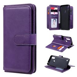 Multi-function Ten Card Slots and Photo Frame PU Leather Wallet Phone Case Cover for Motorola Moto E6s (2020) - Violet