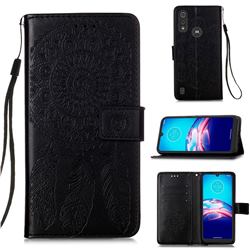 Embossing Dream Catcher Mandala Flower Leather Wallet Case for Motorola Moto E6s (2020) - Black