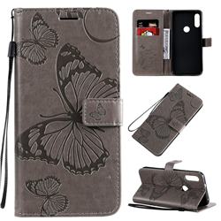 Embossing 3D Butterfly Leather Wallet Case for Motorola Moto E7 - Gray