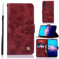 Luxury Retro Leather Wallet Case for Motorola Moto E7(Moto E 2020) - Wine Red