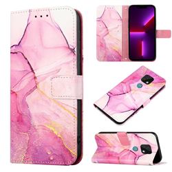 Pink Purple Marble Leather Wallet Protective Case for Motorola Moto E7