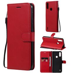 Retro Greek Classic Smooth PU Leather Wallet Phone Case for Motorola Moto E7 Power - Red