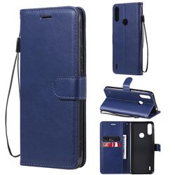 Retro Greek Classic Smooth PU Leather Wallet Phone Case for Motorola Moto E7 Power - Blue