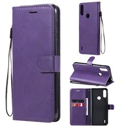 Retro Greek Classic Smooth PU Leather Wallet Phone Case for Motorola Moto E7 Power - Purple