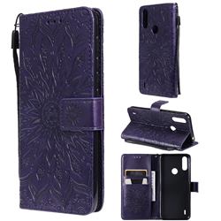 Embossing Sunflower Leather Wallet Case for Motorola Moto E7 Power - Purple