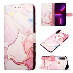 Rose Gold Marble Leather Wallet Protective Case for Motorola Moto E7 Power