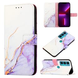 Purple White Marble Leather Wallet Protective Case for Motorola Edge 20
