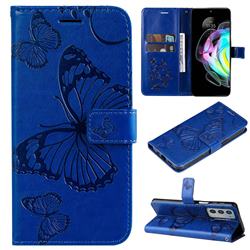Embossing 3D Butterfly Leather Wallet Case for Motorola Edge 20 - Blue