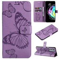Embossing 3D Butterfly Leather Wallet Case for Motorola Edge 20 - Purple