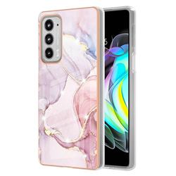 Rose Gold Dancing Electroplated Gold Frame 2.0 Thickness Plating Marble IMD Soft Back Cover for Motorola Edge 20