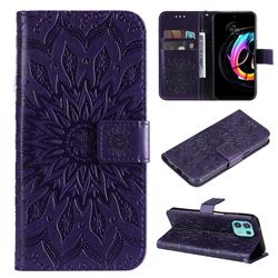 Embossing Sunflower Leather Wallet Case for Motorola Edge 20 Lite - Purple