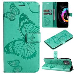 Embossing 3D Butterfly Leather Wallet Case for Motorola Edge 20 Lite - Green