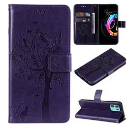 Embossing Butterfly Tree Leather Wallet Case for Motorola Edge 20 Lite - Purple