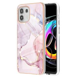 Rose Gold Dancing Electroplated Gold Frame 2.0 Thickness Plating Marble IMD Soft Back Cover for Motorola Edge 20 Lite