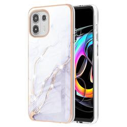 White Dreaming Electroplated Gold Frame 2.0 Thickness Plating Marble IMD Soft Back Cover for Motorola Edge 20 Lite