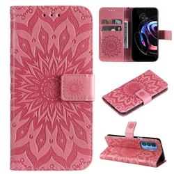 Embossing Sunflower Leather Wallet Case for Motorola Edge 20 Pro - Pink