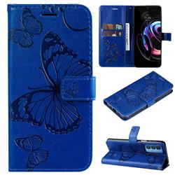 Embossing 3D Butterfly Leather Wallet Case for Motorola Edge 20 Pro - Blue