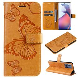 Embossing 3D Butterfly Leather Wallet Case for Motorola Edge 30 Fusion - Yellow