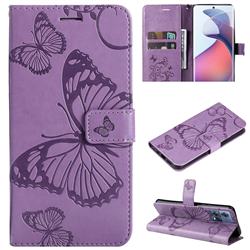 Embossing 3D Butterfly Leather Wallet Case for Motorola Edge 30 Fusion - Purple