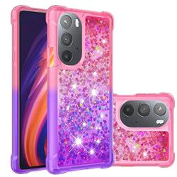 Rainbow Gradient Liquid Glitter Quicksand Sequins Phone Case for Motorola Edge 30 Pro - Pink Purple