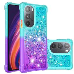 Rainbow Gradient Liquid Glitter Quicksand Sequins Phone Case for Motorola Edge 30 Pro - Blue Purple