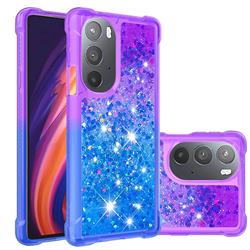 Rainbow Gradient Liquid Glitter Quicksand Sequins Phone Case for Motorola Edge 30 Pro - Purple Blue