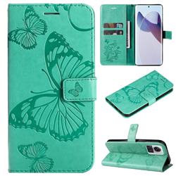 Embossing 3D Butterfly Leather Wallet Case for Motorola Edge 30 Ultra - Green